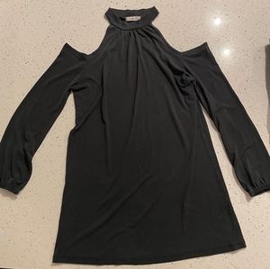 Black long-sleeve off-shoulder dress